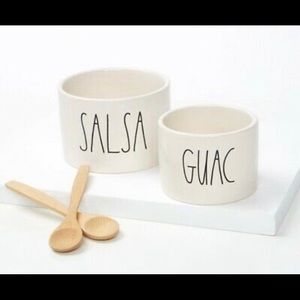Rae Dunn Salsa & Quac Ceramic Bowls w/ 2 spoons.